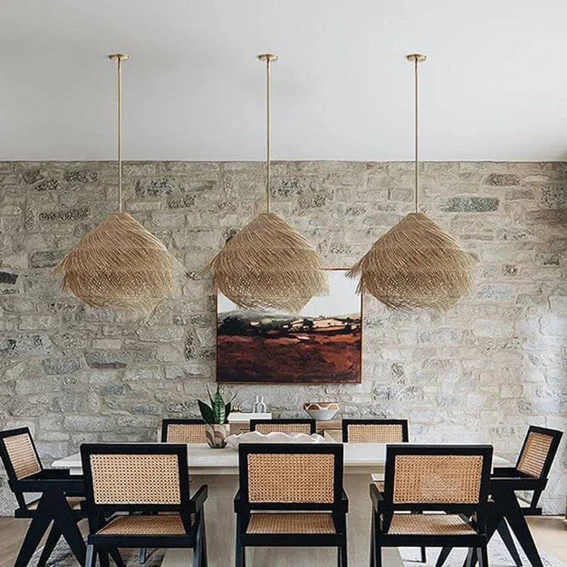 suspension vintage en rotin pour ambiance chaleureuse artisanale - vue 5 sur 16