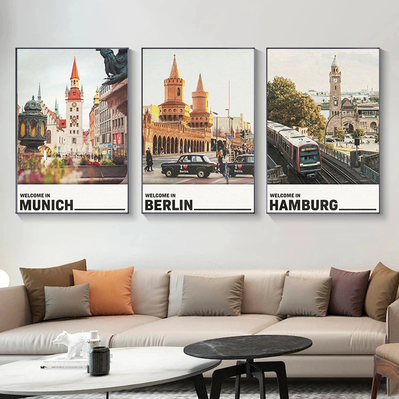 affiche artistique des villes allemandes pour décoration intérieure