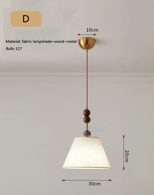 lustre suspendu rétro wabi-sabi en lin pour décoration médiévale - vue 10 sur 10