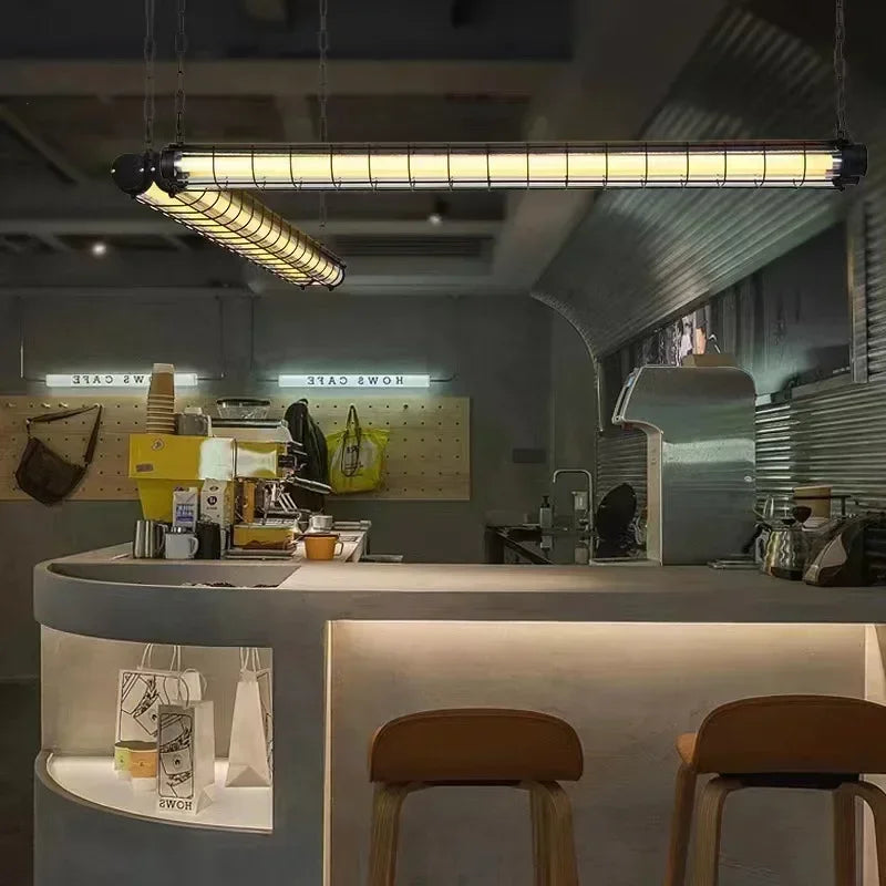 lustre industriel rétro en métal avec lumière led