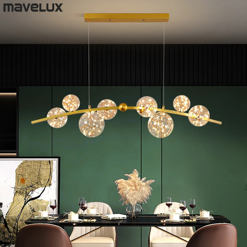 suspension led nordique boule de verre clair pour bar restaurant