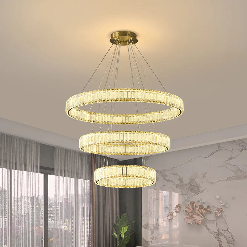 lustre led en cristal fantaisie lumière suspendue moderne - vue 4 sur 17