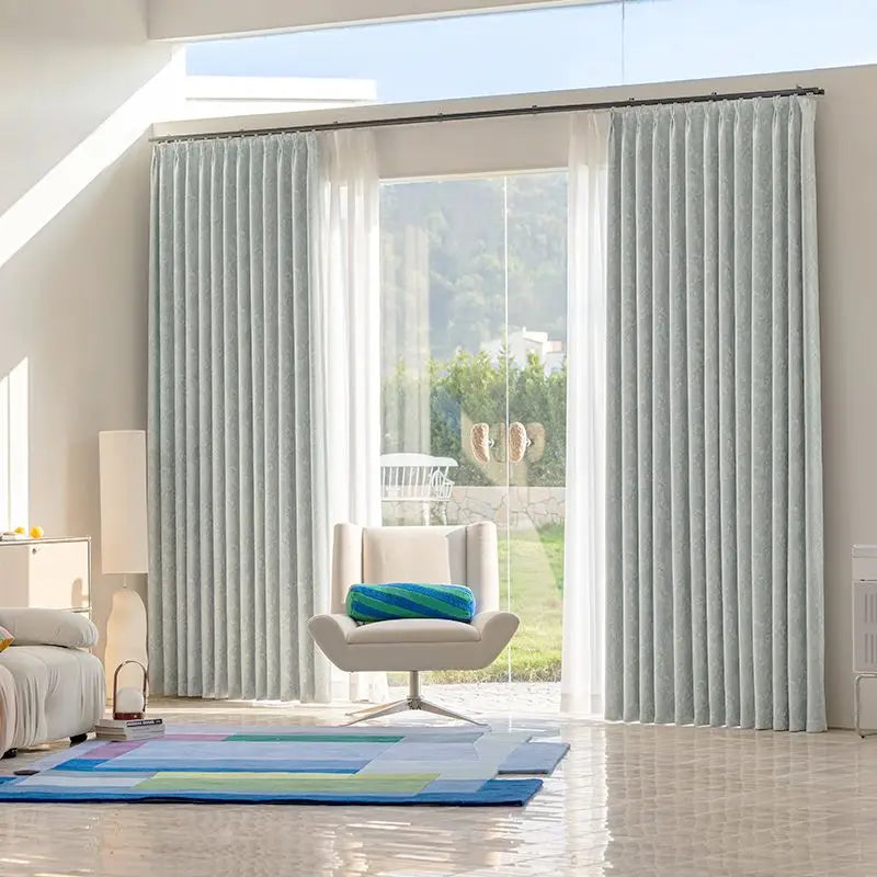 Rideau chenille occultant insonorisant epais sur mesure moderne - vue 4 sur 12