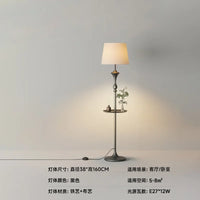 Integrated Floor Lamp with Storage Rack, Coffee Table, LED Living Room Sofa, Bedroom Corner, American Retro Floor Lamp