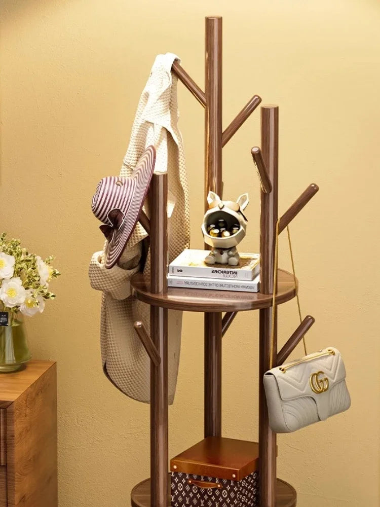 porte-manteau en bois organisateur rotatif pour vêtements - vue 6 sur 11