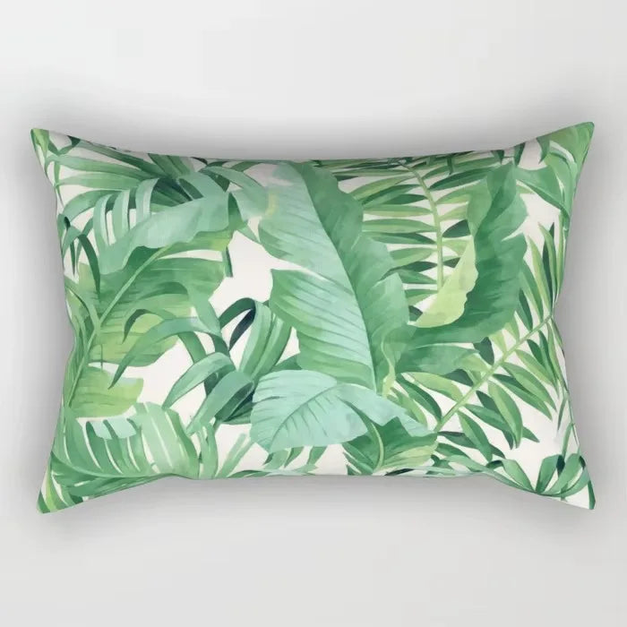 housse de coussin rectangulaire à motif fleurs tropicales 30 x 50 cm