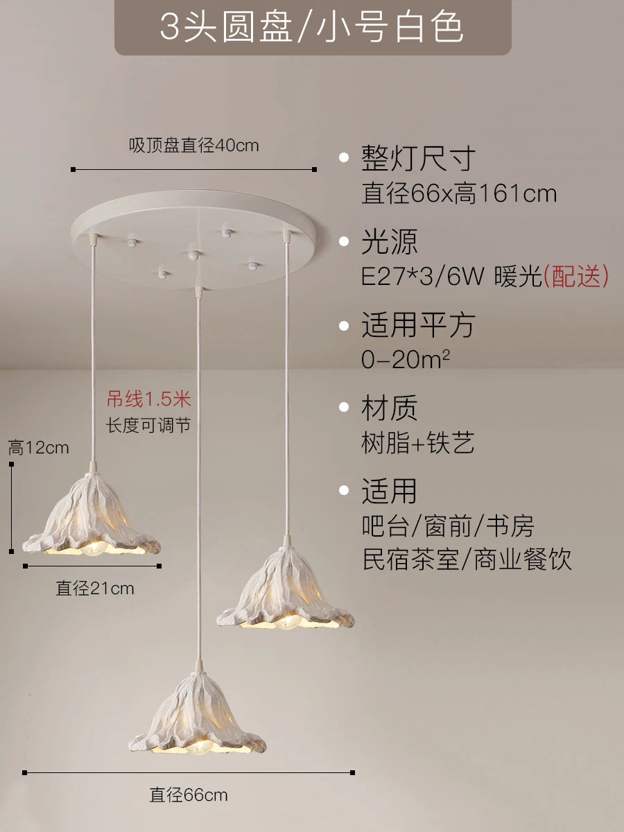 suspension lotus en résine style wabi-sabi zen vintage pour intérieur - vue 16 sur 19