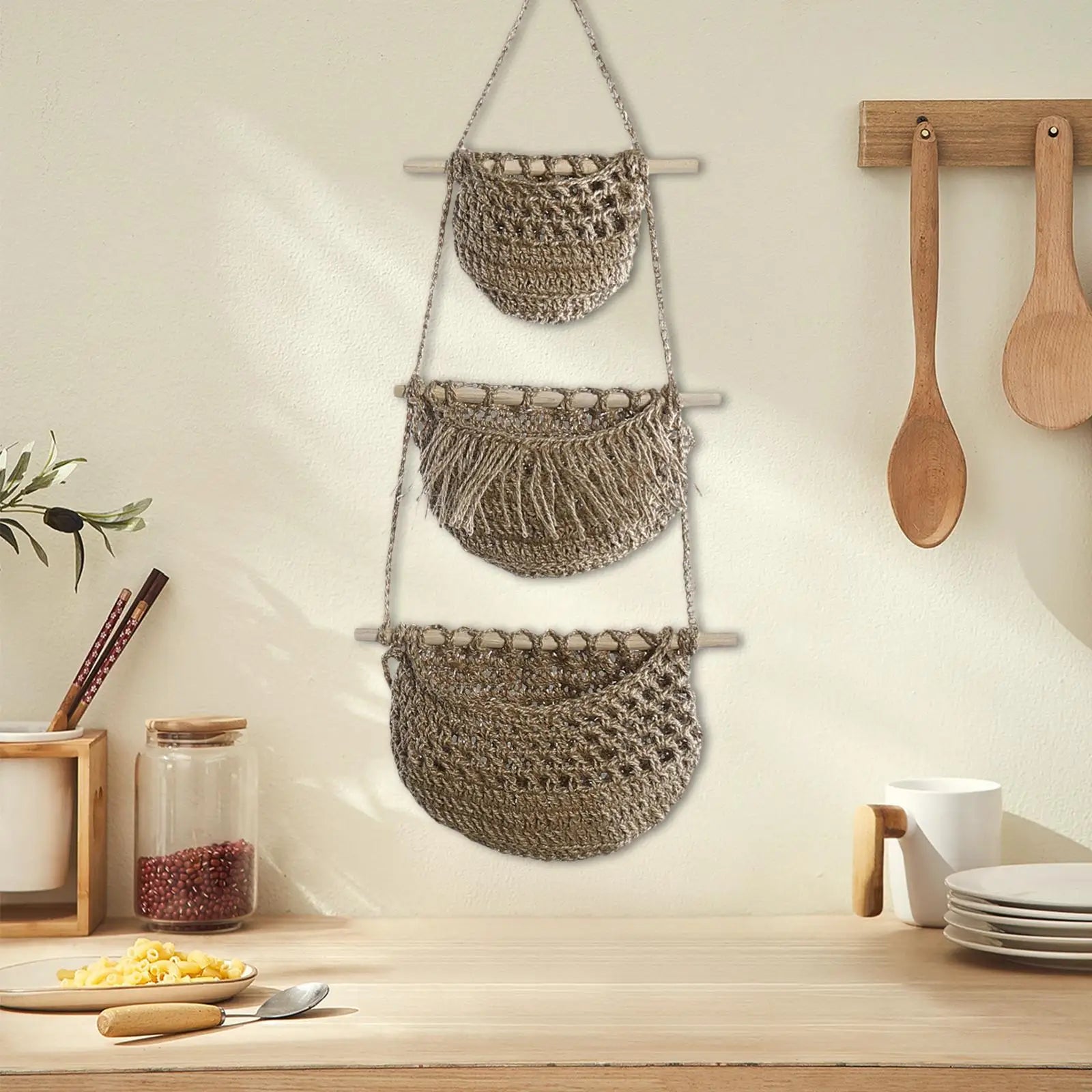 paniers suspendus boho pour fruits et légumes polyvalents - vue 9 sur 9