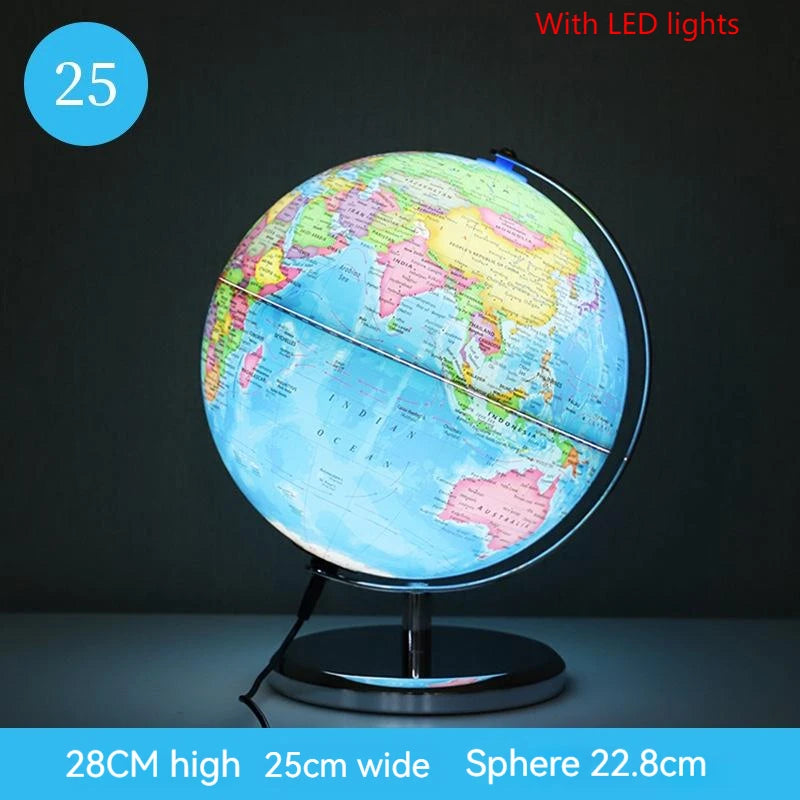 globe terrestre lumineux avec carte du monde éducative - vue 8 sur 10
