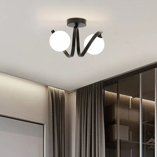 Plafonnier en verre moderne minimaliste noir or 1/2 têtes éclairage intérieur pour couloir allée balcon entrée vestiaire luminaires