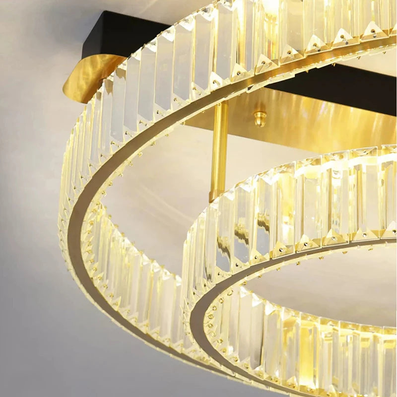 plafonnier de luxe en cuivre et cristal décoration moderne - vue 7 sur 15