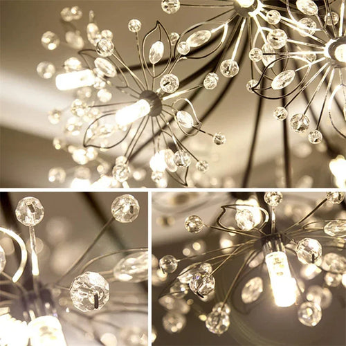 Nordic Creative Dandelion Romantic Crystal Chandelier Dining Room Bedroom Living Room Clothing Coffee Shop Luxury LED Chandelier - vue 7 sur 10