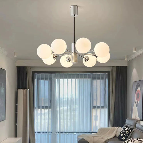 Lustre LED moderne pour chambre à coucher salle à manger lait blanc boule de verre cuisine décor à la maison