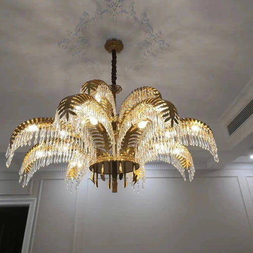 lustre en cuivre avec cristal pour décoration élégante et rétro - vue 5 sur 11