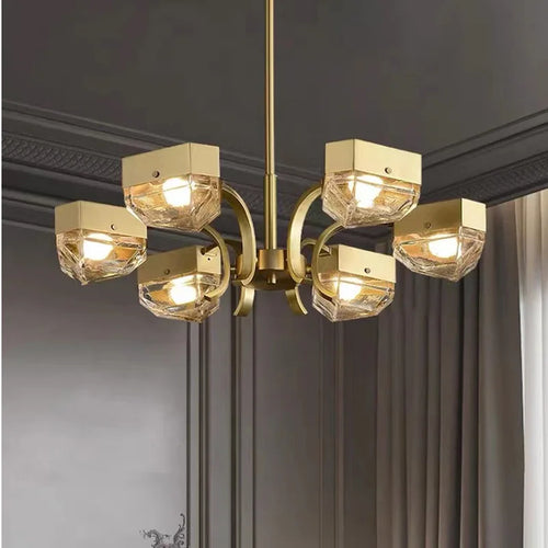 suspension led décorative en cuivre avec luminaire réglable - vue 4 sur 14