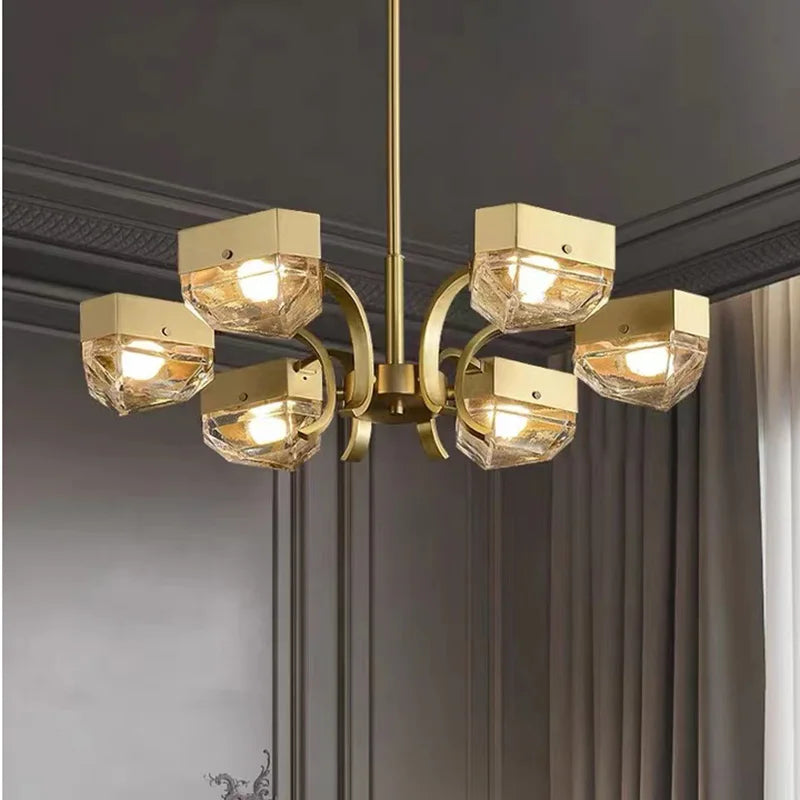 suspension led décorative en cuivre avec luminaire réglable - vue 4 sur 14