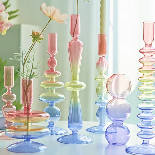 bougeoir en verre pour décorations de fête et mariage - vue 5 sur 16