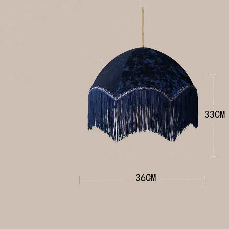 lustre vintage en tissu avec pampilles pour décoration intérieure