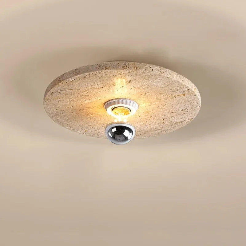 applique murale en pierre naturelle décorative rétro ronde led - vue 2 sur 8