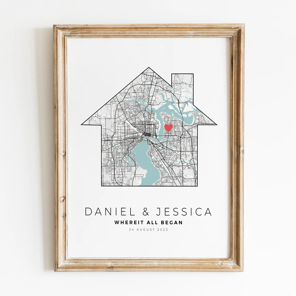 carte de ville personnalisée cadeau de saint-valentin pour lui