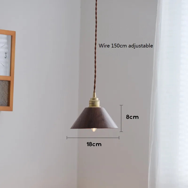 suspension led en bois moderne design nordique loft - vue 8 sur 8