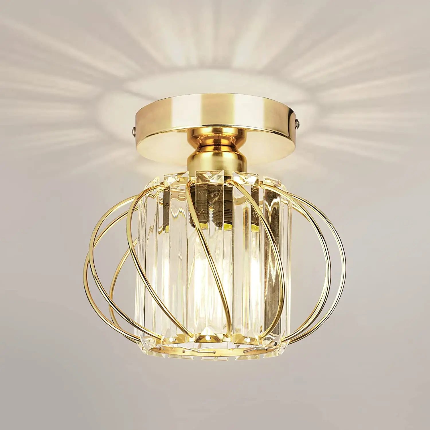 plafonnier moderne en cristal avec éclairage industriel led - vue 7 sur 8