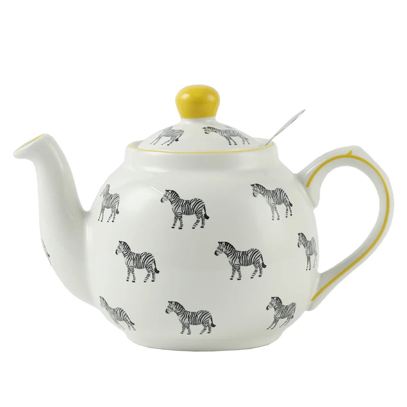 Theiere ceramique motif zebre avec infuseur inox