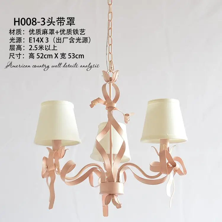 lustre en ruban rose pour chambre d'enfant élégante - vue 9 sur 14