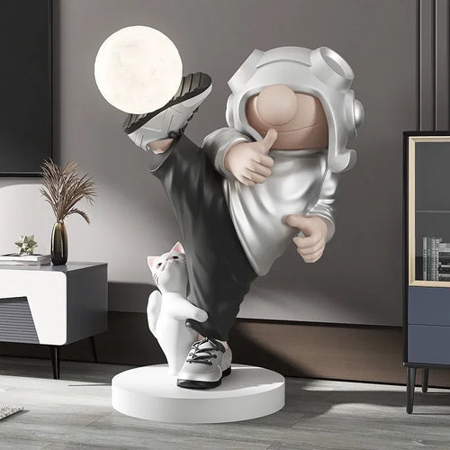 lampe de bureau astronaute sculpture moderne en résine décorative artisanale - vue 3 sur 8