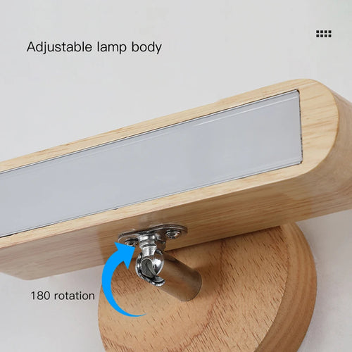 Applique murale intérieure moderne pour chevet chambre salon enfants escalier couloir fond veilleuse lampe circulaire en bois - vue 5 sur 8
