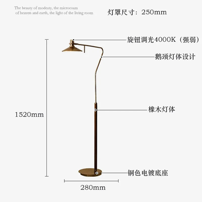 lampadaire moderne en bois massif pour décoration rétro à LED - vue 7 sur 8