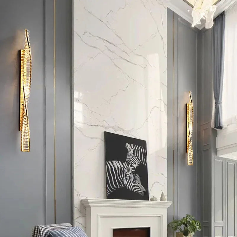 Applique murale LED de luxe en cristal doré - vue 7 sur 8