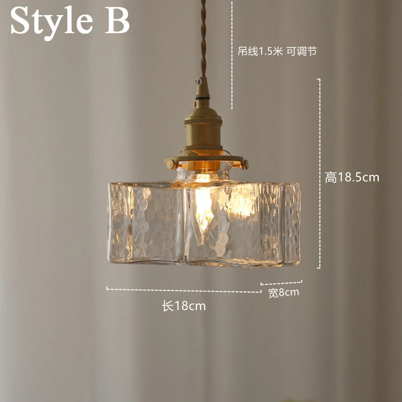 Suspension en verre rétro lampe de chevet minimaliste nordique restaurant créatif balcon entrée salon chambre lustre