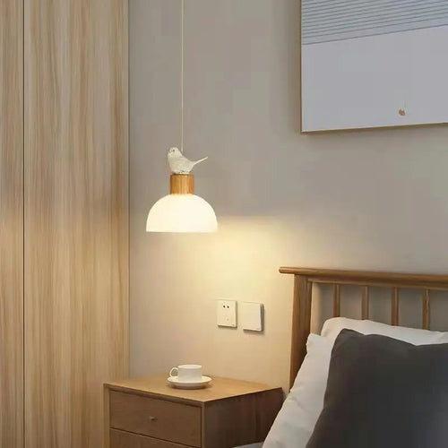 Suspension en verre nordique Led créative pour salle à manger cuisine Restaurant chambre chevet décor à la maison petit oiseau lampes suspendues