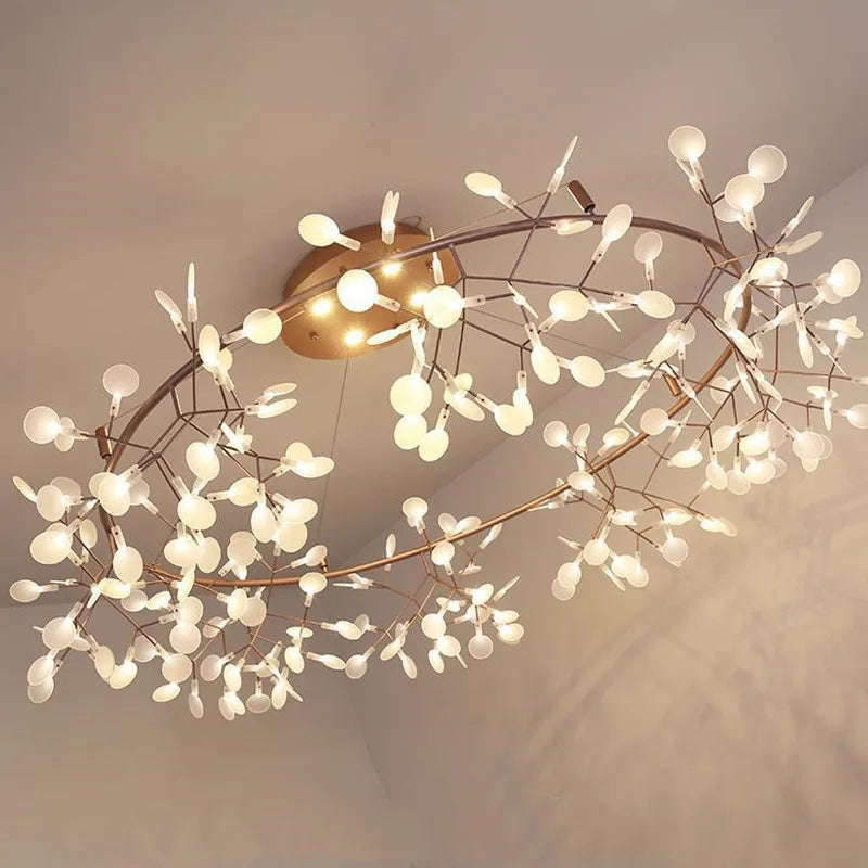 lustre led moderne avec branches rondes pour suspension