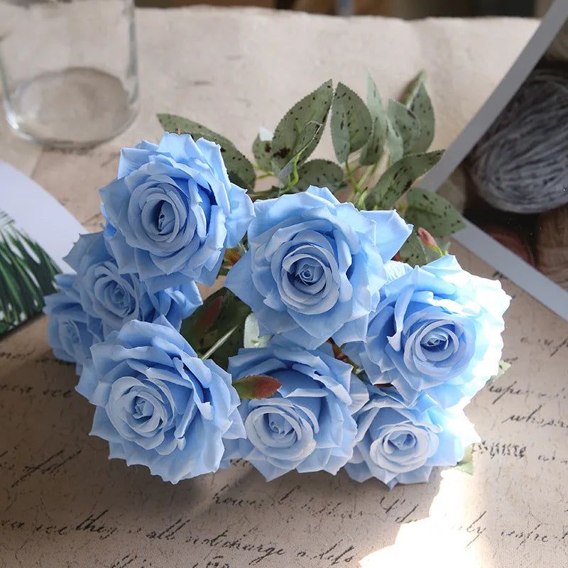 fleurs de roses artificielles bouquet décoration pour la maison et bureau - vue 12 sur 14