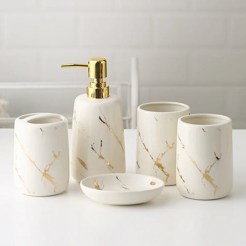 ensemble décoratif en céramique pour salle de bain avec accessoires - vue 24 sur 24