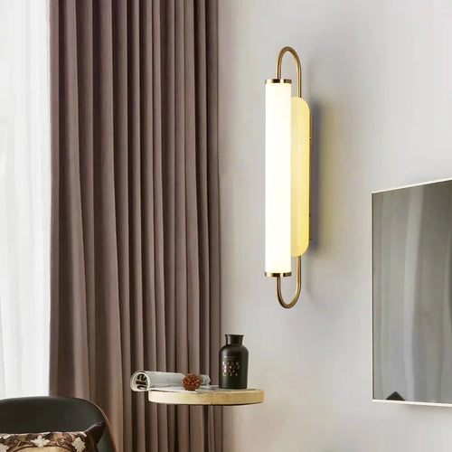 Nordic Minimalist Long White LED Wall Lamp for Bedroom Headboard, Modern and Personalized Living Room Balcony Lighting Fixtures - vue 3 sur 7