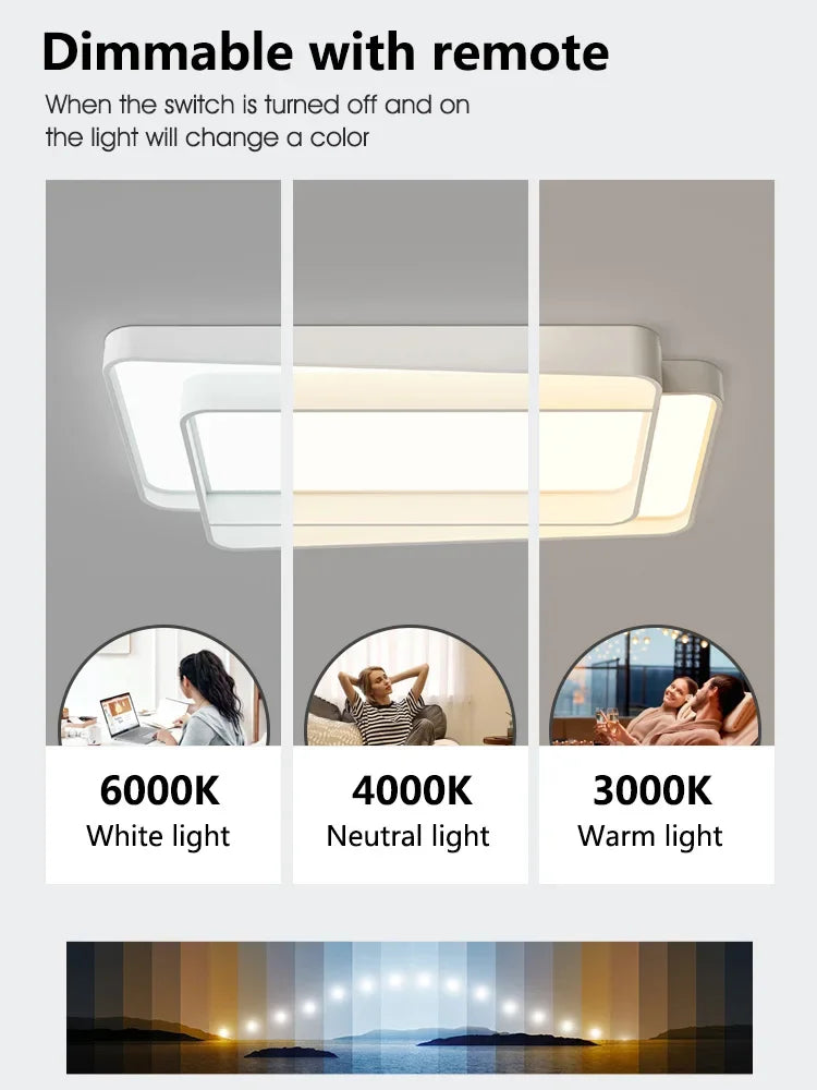 Ceiling Lamps Living Room Main Lamp Rectangular Nordic Ceiling Lamp Modern Simple Atmosphere Bedroom Creative Lamps Whole House - vue 4 sur 11