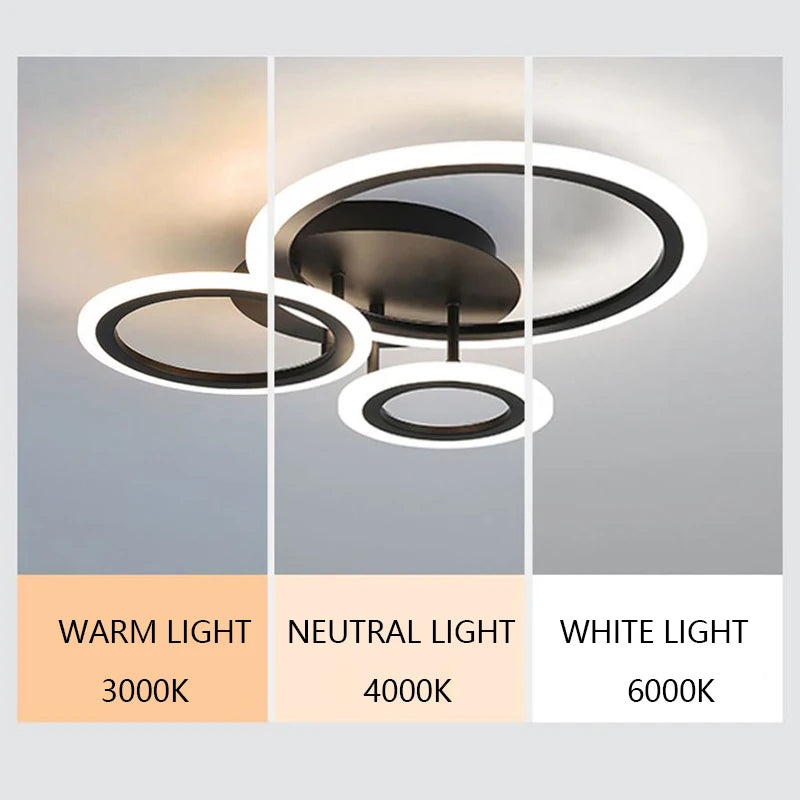 Plafonnier LED noir moderne éclairage de plafond - vue 4 sur 11