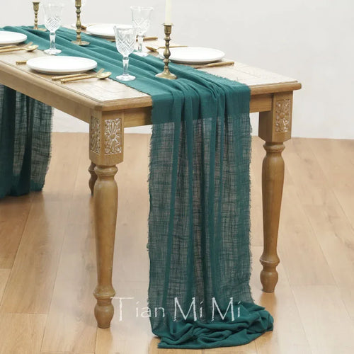 Chemin de table coton gaze style vintage mariage - vue 8 sur 29