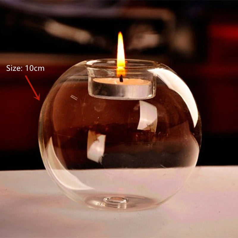 bougeoir en verre rond pour décorations de fêtes et événements - vue 8 sur 8