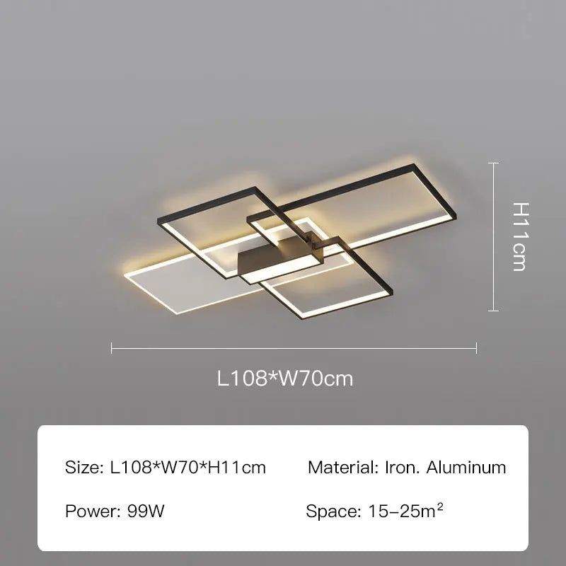 plafonnier led moderne design rectangulaire minimaliste lumineux - vue 9 sur 12