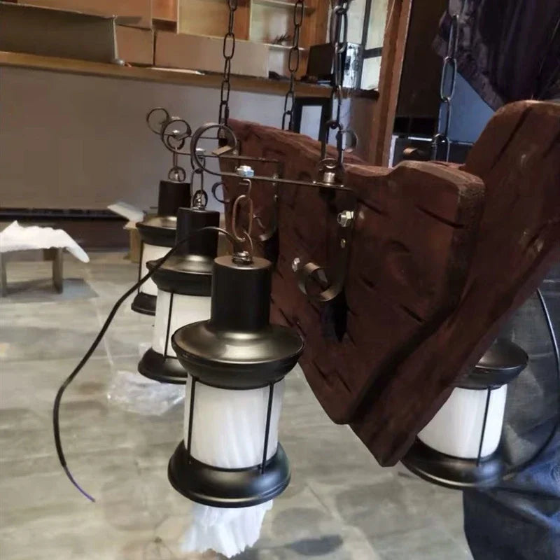 suspension en bois rétro nordique pour ambiance industrielle et art déco - vue 5 sur 7