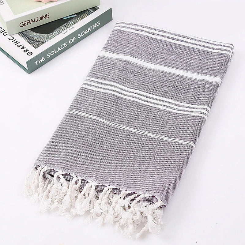 serviette de plage turque coton franges sechage rapide