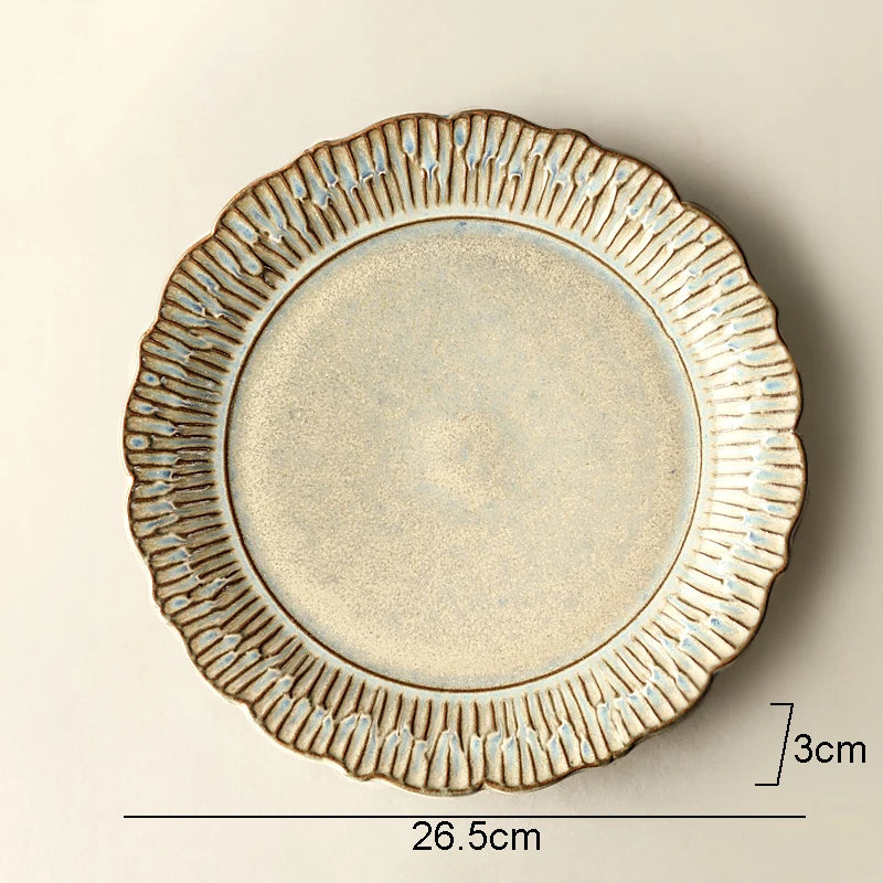 Assiettes plates céramique relief rétro style restaurant