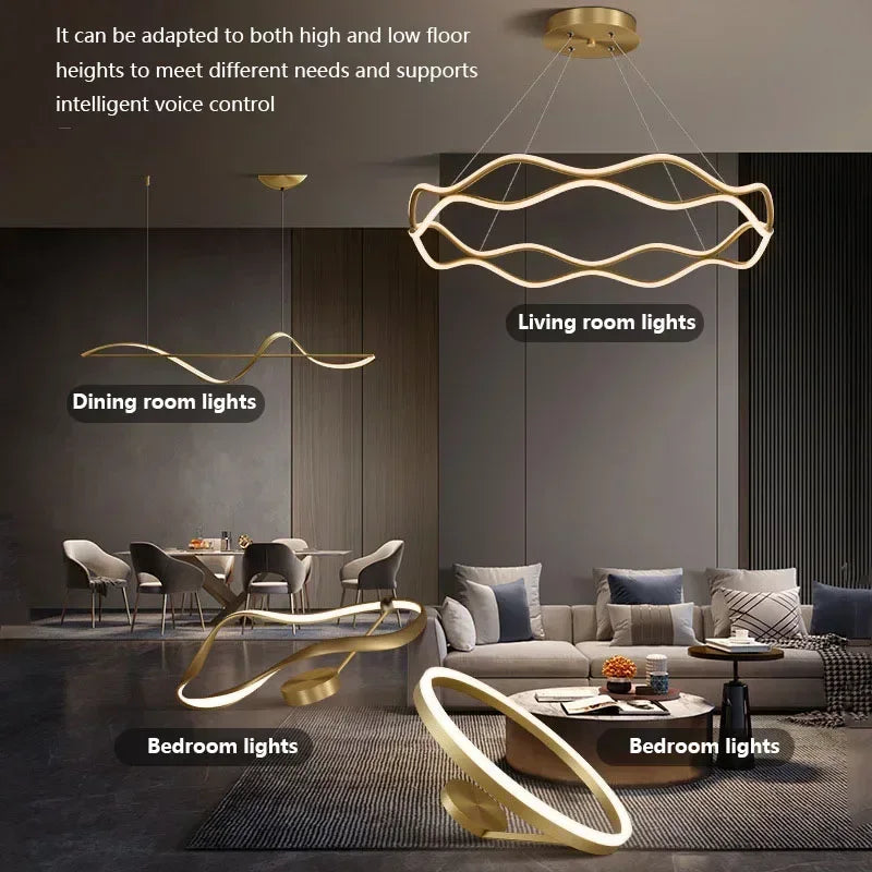 Lustre Nordique LED Lumière Pour Chambre Salon Salle à manger De Luxe Anneau Suspension Décor À La Maison