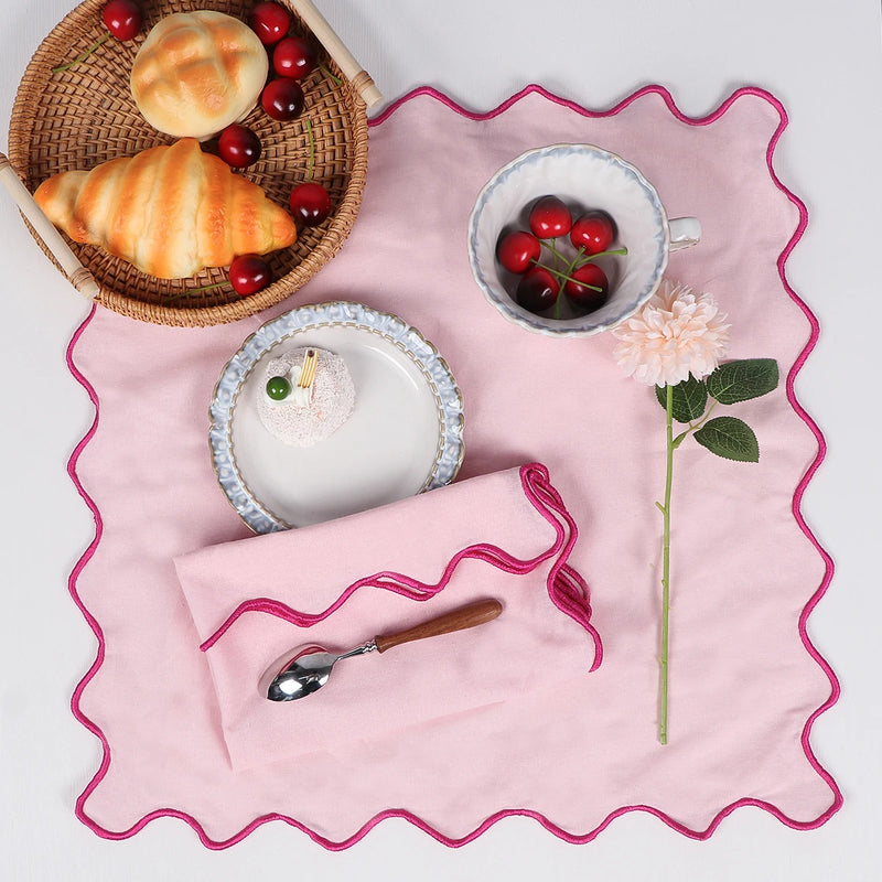 Serviette de table coton lin style naturel lot 4