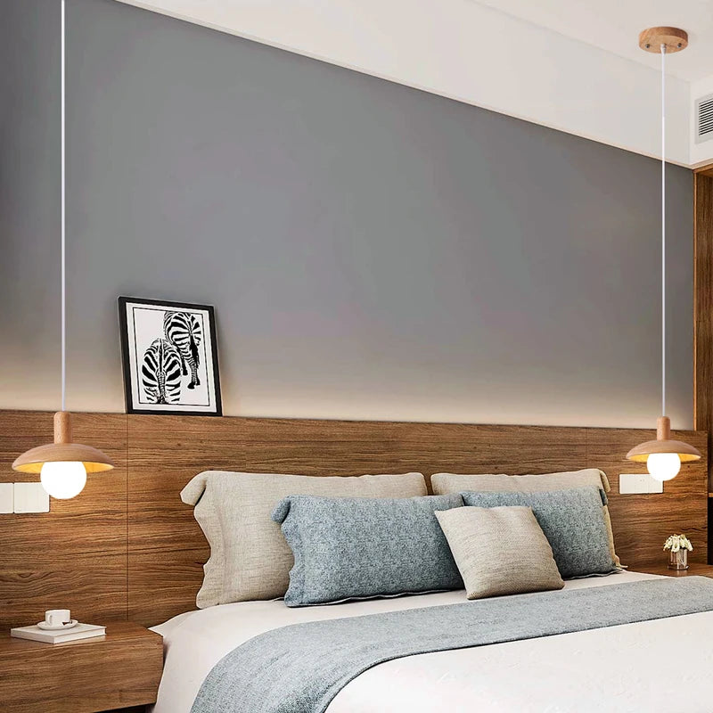 lustre led rondins frais style nordique créatif bois art - vue 6 sur 10