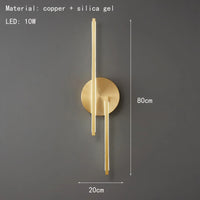 applique murale led minimaliste en laiton et cuivre